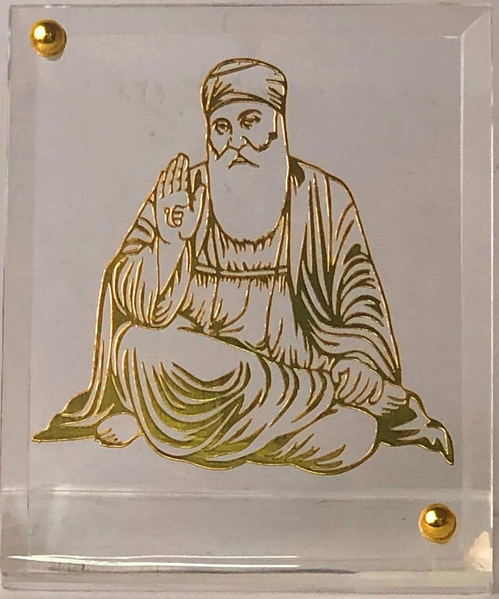 Shree Kreations Guru Nanak Dev Ji Bilderrahmen für Armaturenbrett und Tischplatte | Sikh Autozubehör