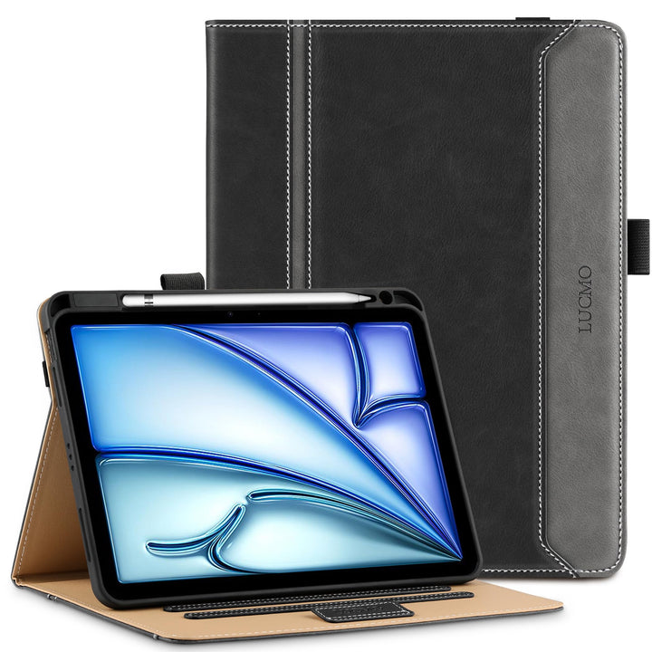 LUCMO Hülle für iPad Air 11 Zoll M3 / M2 / Air 5 / Air 4 10,9 Zoll, PU Leder Schutzhülle mit Ständer