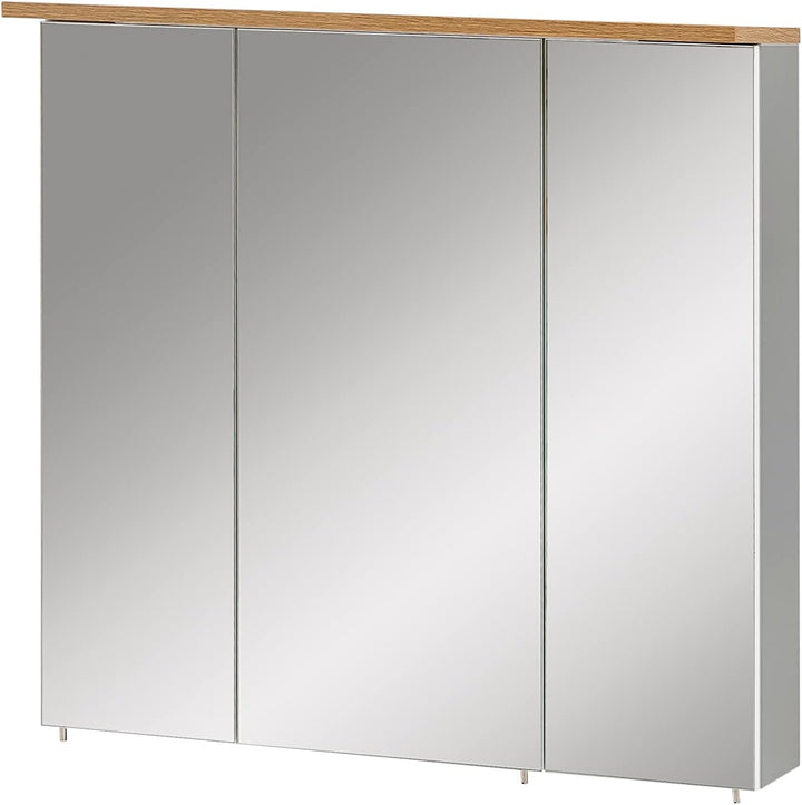Schildmeyer Padua Spiegelschrank 148838, Platingrau/Eiche Landhaus Dekor, 70,5 x 16 x 72,3 cm (B/T/H