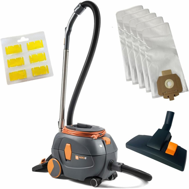 JaTop Staubsauger Kesselsauger Taski Aero 8 Euro, Grau/Orange, Flüstermotor, inkl. Duft & 5 kompatib