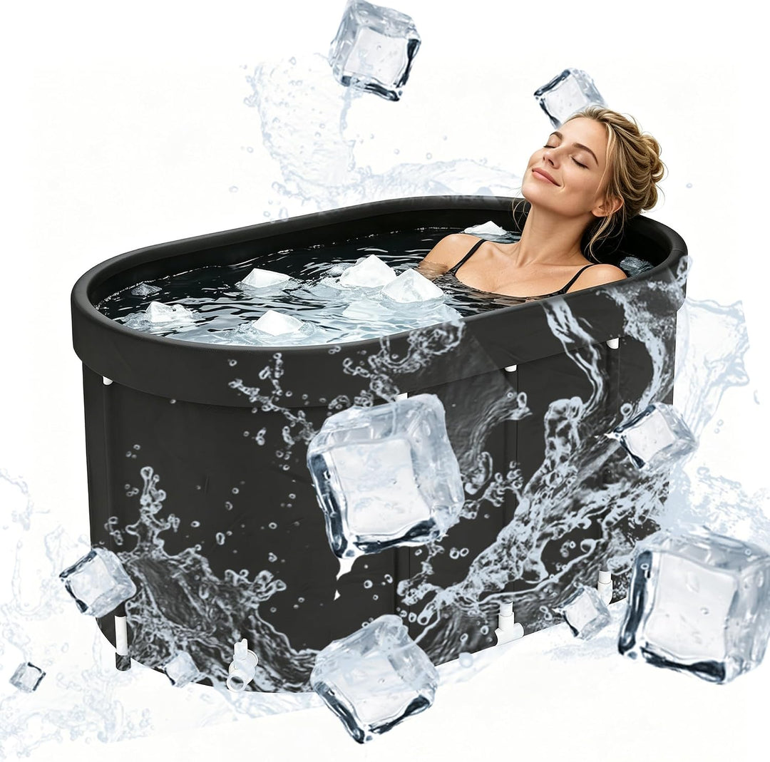 LZQ Faltbares Eisbad Badewanne 115x68x65 cm, mobiles Kältebecken für Zuhause &amp; Garten, aufblasbare E