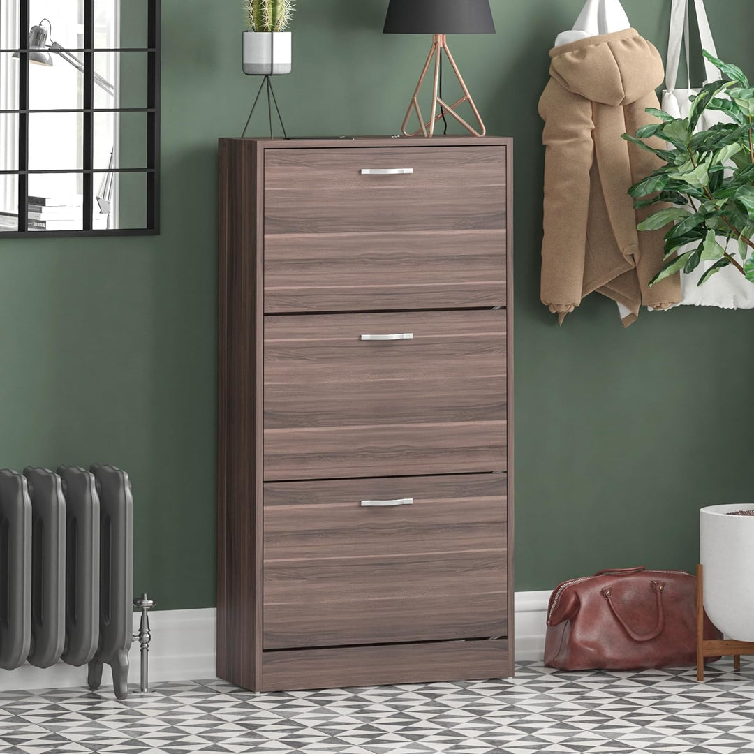 Home Discount Schuhaufbewahrung Schuhschrank mit 3 Schubladen Schrank Pull Down Holz Flur Möbel Einh