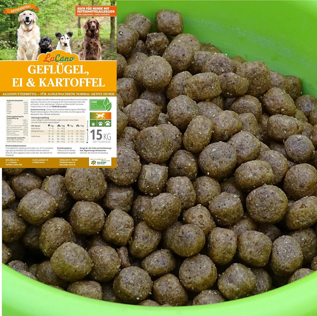 LuCano 15 kg Geflügel-Ei-Kartoffel | getreidefreies Hunde Trockenfutter | Hundefutter ohne Getreide