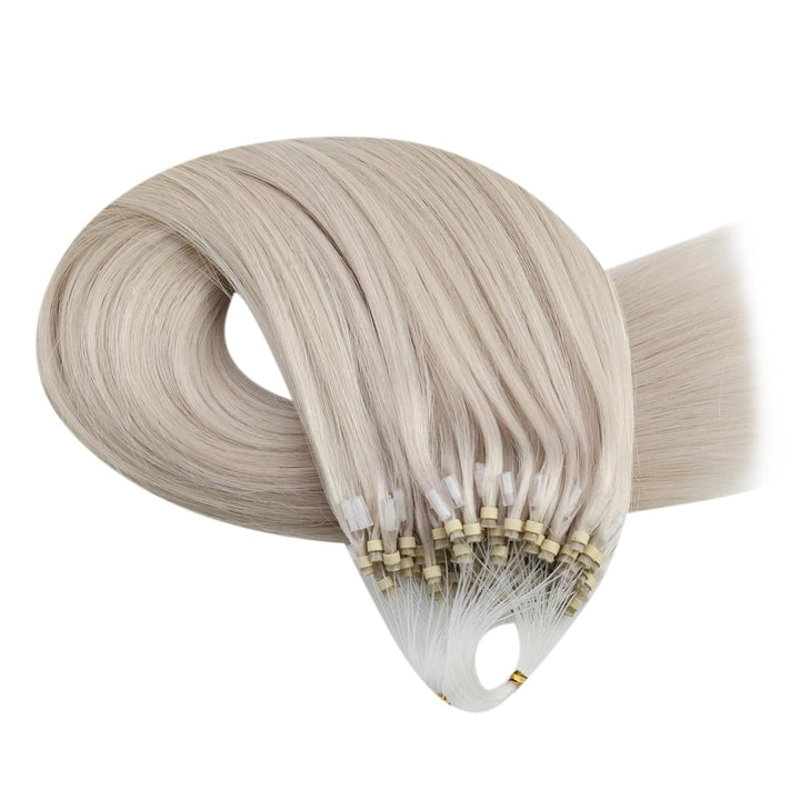 Moresoo Microring Extensions Echthaar Blond Haarverlängerung Microring Echthaar Remy 35 cm Weissblon