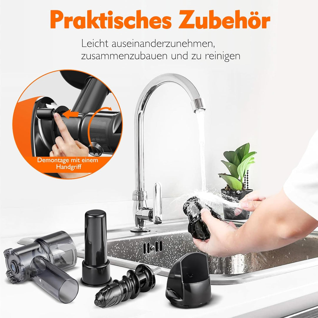 AMZCHEF Entsafter Gemüse und Obst Testsieger - Entsafter Slow Juicer mit Rückwärts-Kau-Funktion - Za