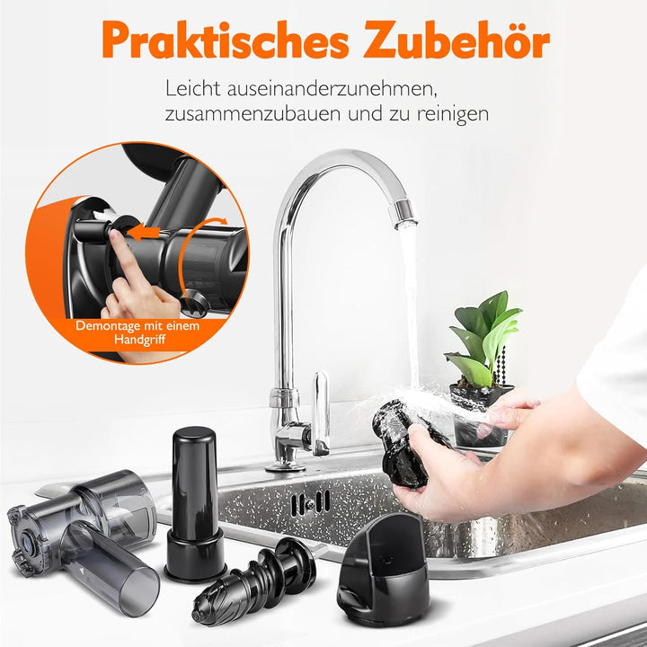 AMZCHEF Entsafter Gemüse und Obst Testsieger - Entsafter Slow Juicer mit Rückwärts-Kau-Funktion - Za