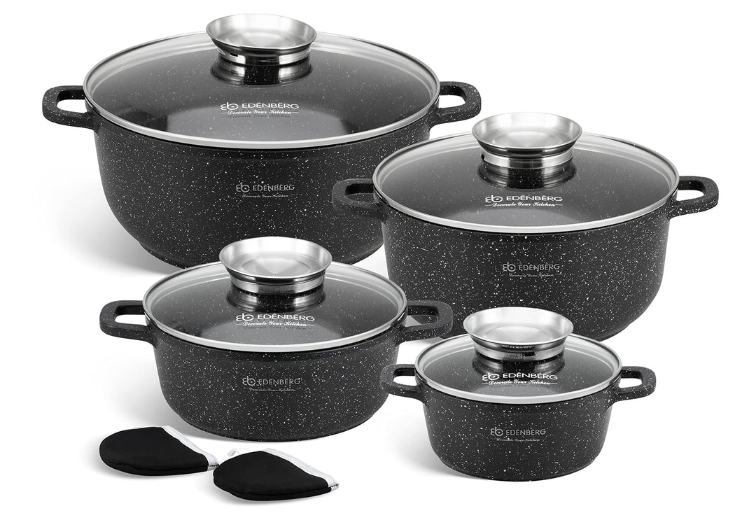 Edenberg Marmor-Keramik-Töpfen - Ideal für Gas-, Elektro-, Halogen-, Keramik- und Induktionsherde (E