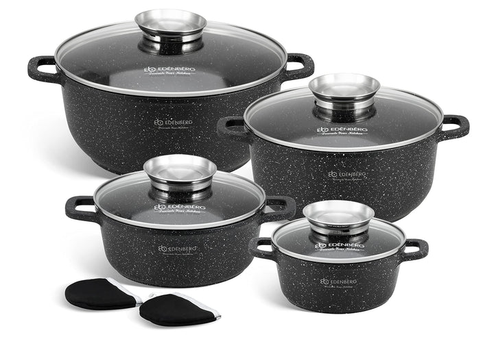 Edenberg Marmor-Keramik-Töpfen - Ideal für Gas-, Elektro-, Halogen-, Keramik- und Induktionsherde (E