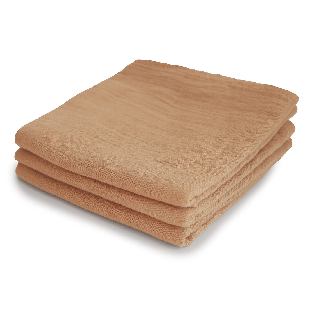 mushie Musselin-Babytücher | 100% Bio-Baumwolle | 59,7 x 59,7 cm (Fallgelb) 3er-Pack Fall Yellow, Fa