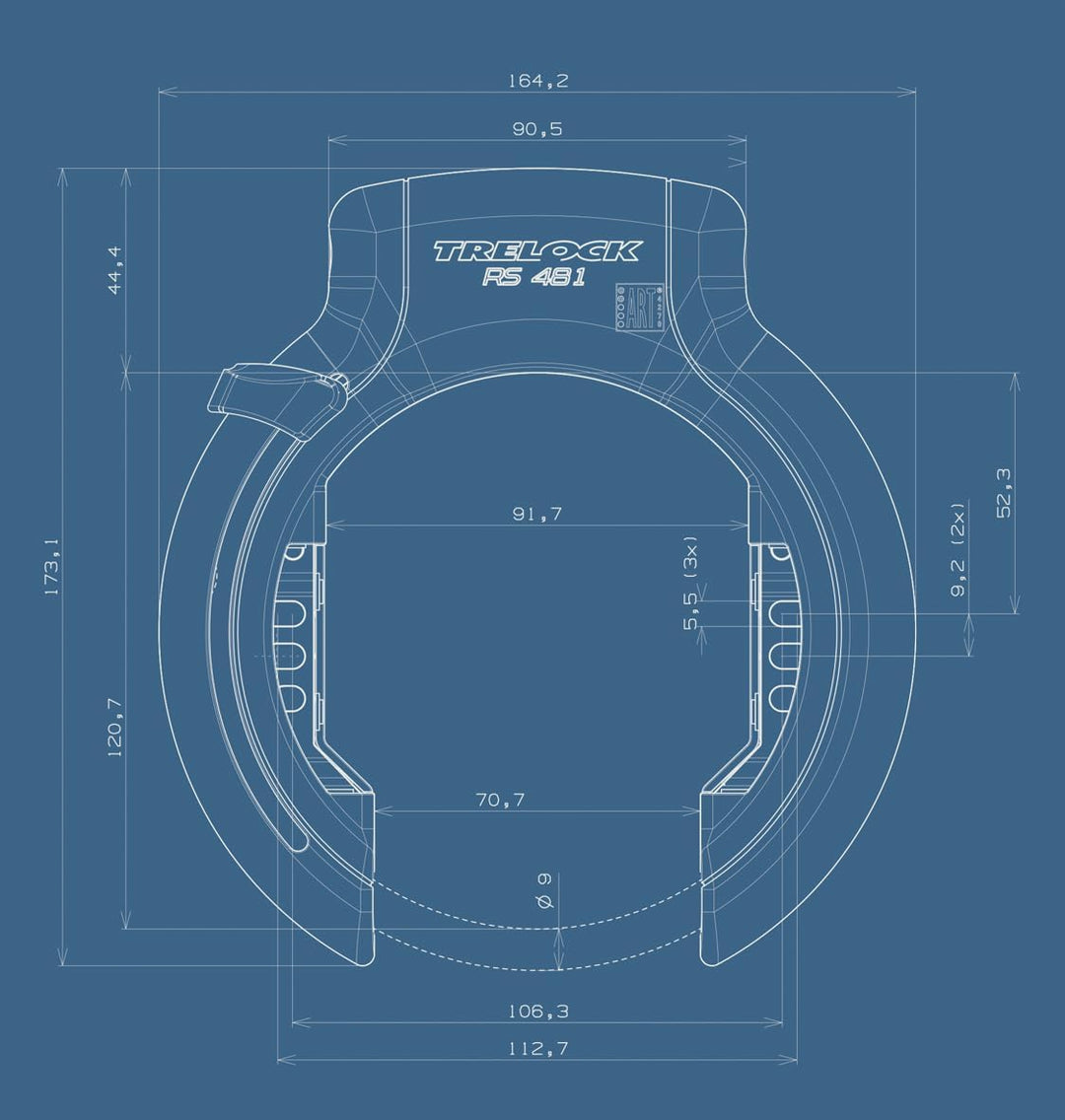 Allegion Netherlands B.V. Unisex – Erwachsene Trelock RS 481 XXL AZ Rahmenschloss, Silber, Einheitsg