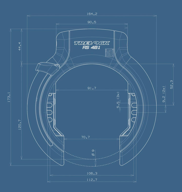 Allegion Netherlands B.V. Unisex – Erwachsene Trelock RS 481 XXL AZ Rahmenschloss, Silber, Einheitsg