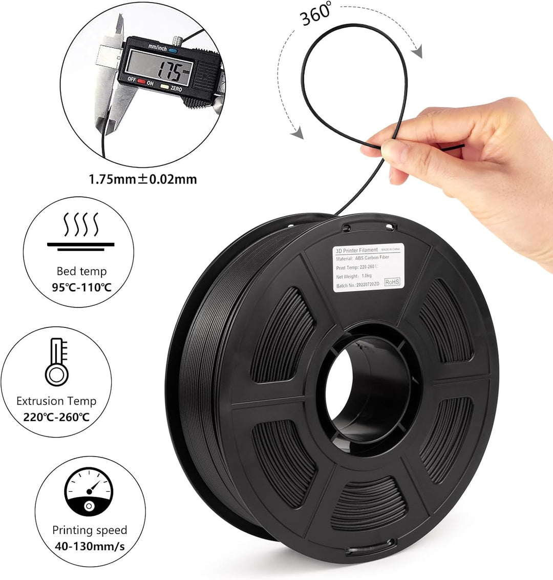 IEMAI ABS Carbon Fibre Filament 1.75 mm, 3D Printer Filament ABS, Carbon Fibre Filament 1.75 ABS Fil