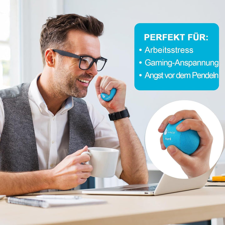 RYACO 6 Stück Gel Stressball für Erwachsene - Antistressball Mit verschiedenen Stärken und Grössen -
