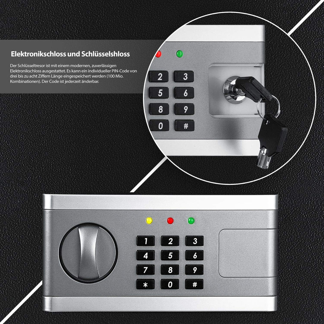 KESSER® Elektronischer Tresor | 31x20x20cm | Inkl. Batteriebox | Elektronischer Safe | 3x Doppelbolz