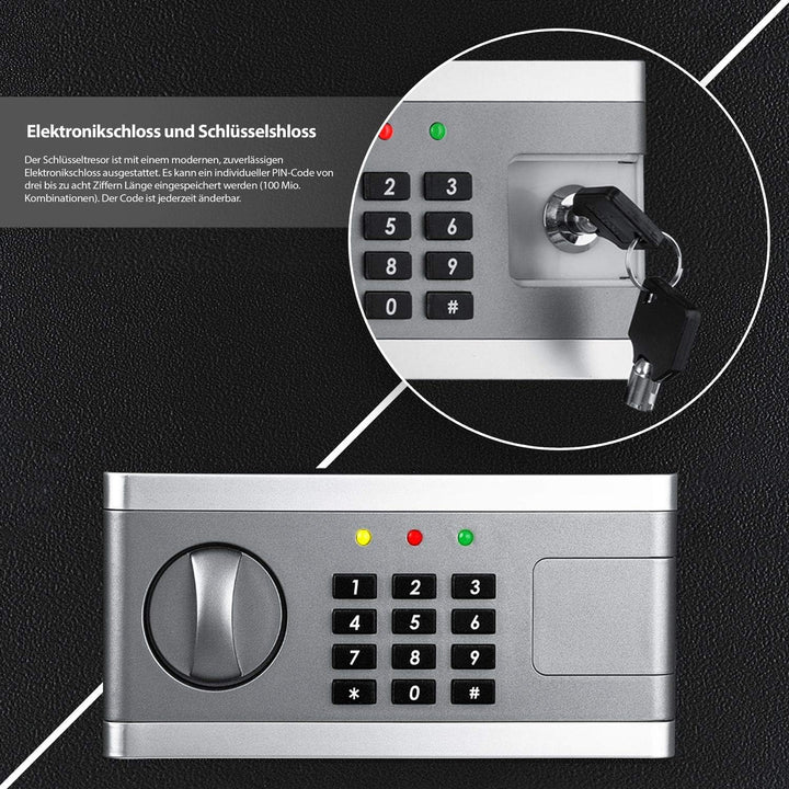 KESSER® Elektronischer Tresor | 31x20x20cm | Inkl. Batteriebox | Elektronischer Safe | 3x Doppelbolz
