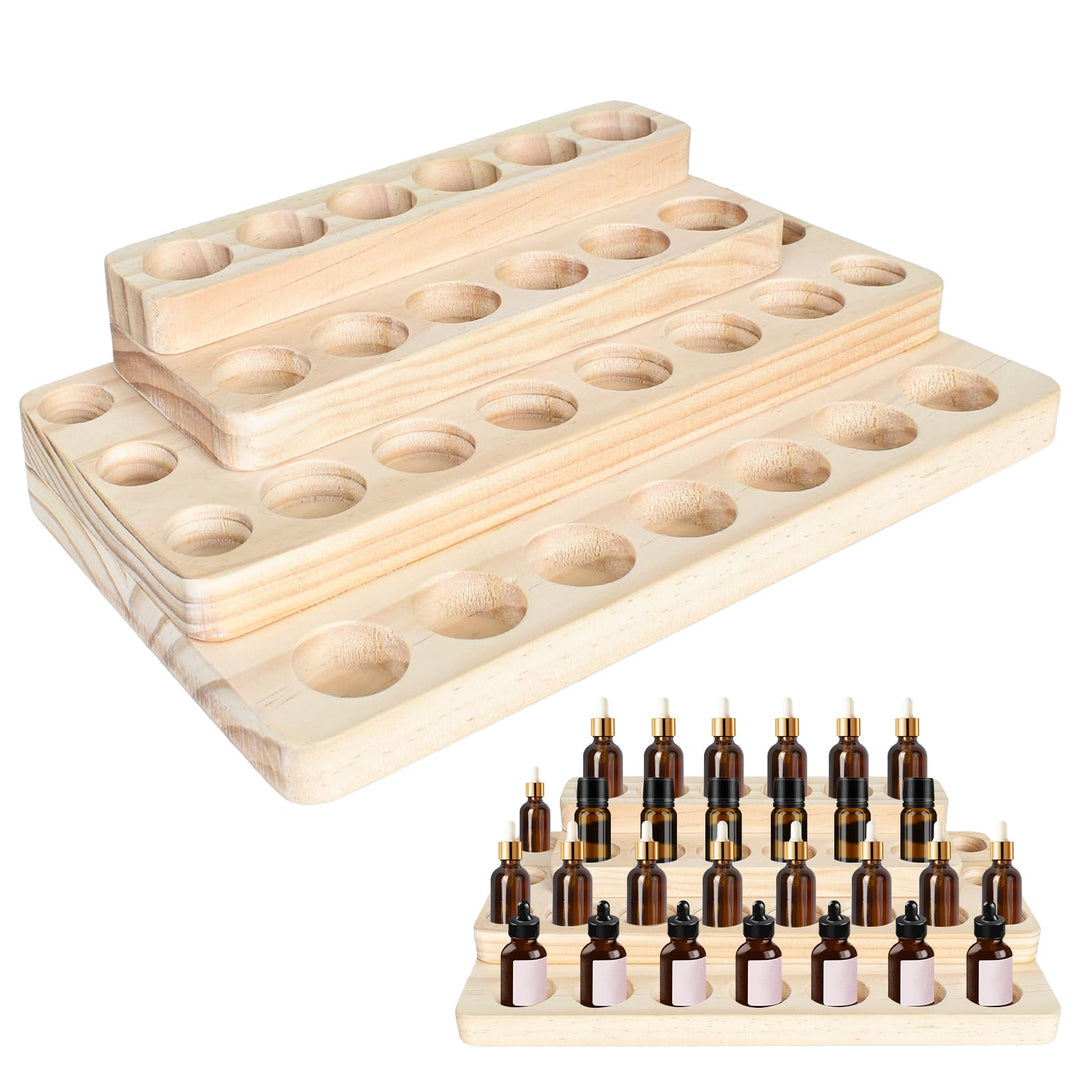 Dokeno Ätherisches Öl Display Ständer, Holz 4-Lagen Ätherische Öle Aufbewahrung 31 Löcher Ätherische