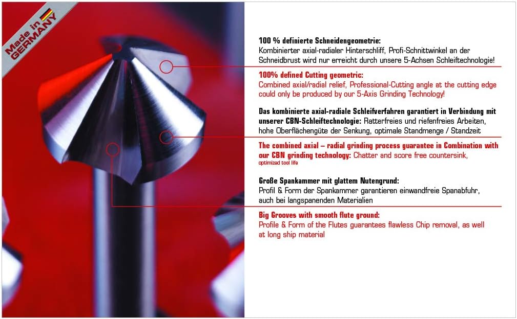 Exact 05567 Kegelsenker Set, Ø 6,3-20,5mm, 90° HSS, TIN-Beschichtung, DIN 335C, Ø 6,3-20,5mm, 90° HS