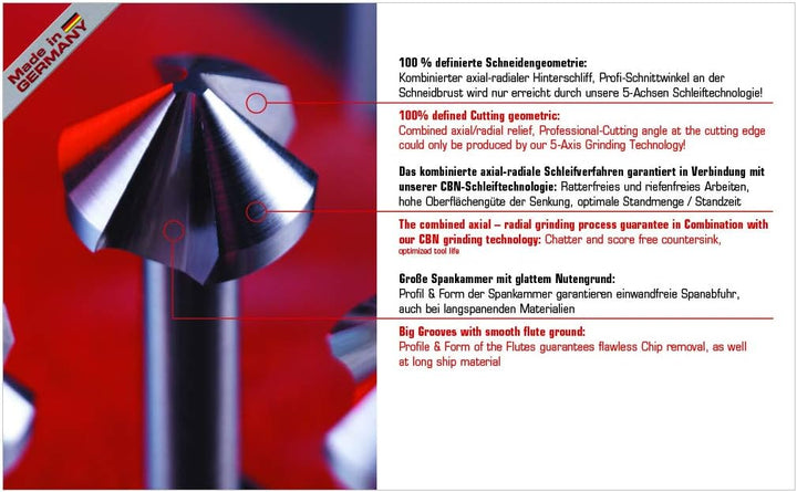 Exact 05567 Kegelsenker Set, Ø 6,3-20,5mm, 90° HSS, TIN-Beschichtung, DIN 335C, Ø 6,3-20,5mm, 90° HS