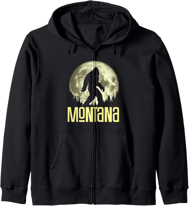 Montana Bigfoot Funny Full Moon Night Graphic Kapuzenjacke