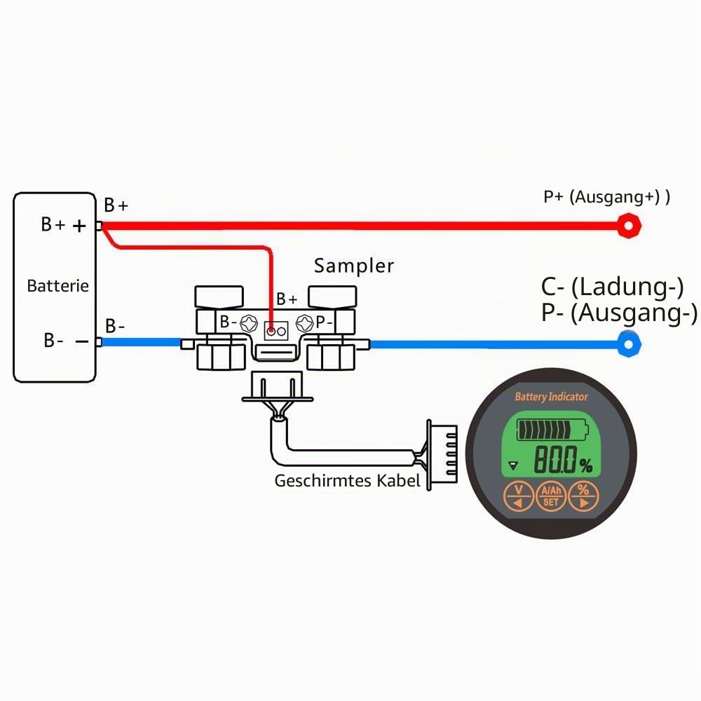 AiLi Batteriemonitor Tester Voltmeter Amperemeter 8-120V 0-350A 999Ah für Auto Auto Motorboot Wohnwa
