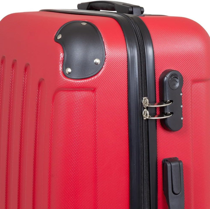 Trendyshop365 Reise-Koffer gross Hartschale Avalon 77 cm 87 Liter 4 Räder Zahlenschloss Rot Rot Reis