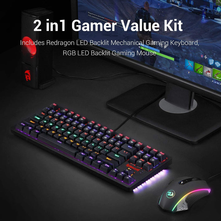 Redragon S113 Mechanische Gaming Tastatur Maus Set Regenbogen Beleuchtet mit Braunen Schaltern und R