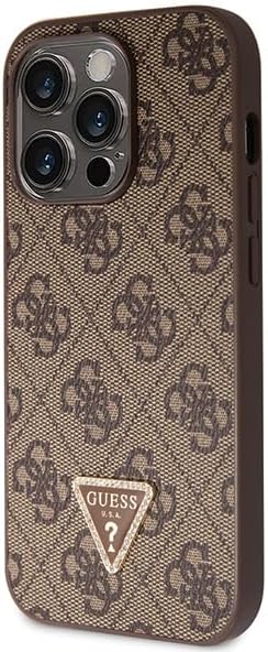 Guess GUHCP14LP4TDSCPW Hülle für iPhone 14 Pro 6.1" braun hardcase Crossbody 4G Metal Logo