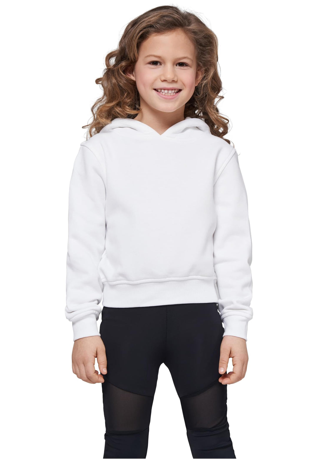 Build Your Brand Mädchen By113-girls Cropped Sweat Hoody Hooded Sweatshirt (1er Pack) 158-164 Weiss,
