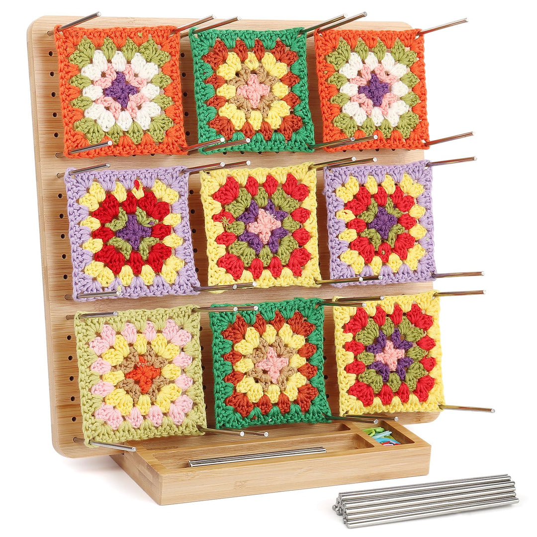 Coopay Granny Square Spanner Gross, 29 x 29 cm Blocking Board Häkeln Gross mit 30 Edelstahl Stabstif
