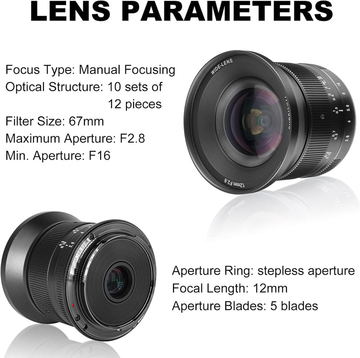 7artisans 12 mm F2.8 Mark Ⅱ Ultra-Weitwinkel APS-C Manueller Fokus Prime Objektiv kompatibel für Can