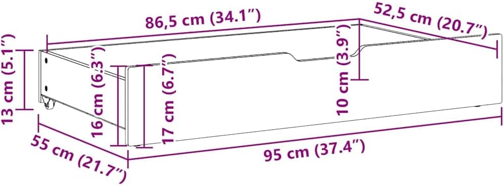vidaXL Bettschubladen 2 Stk., Bettkasten Holz Aufbewahrung mit Rollen, Bett Schublade Bettauszug, Be