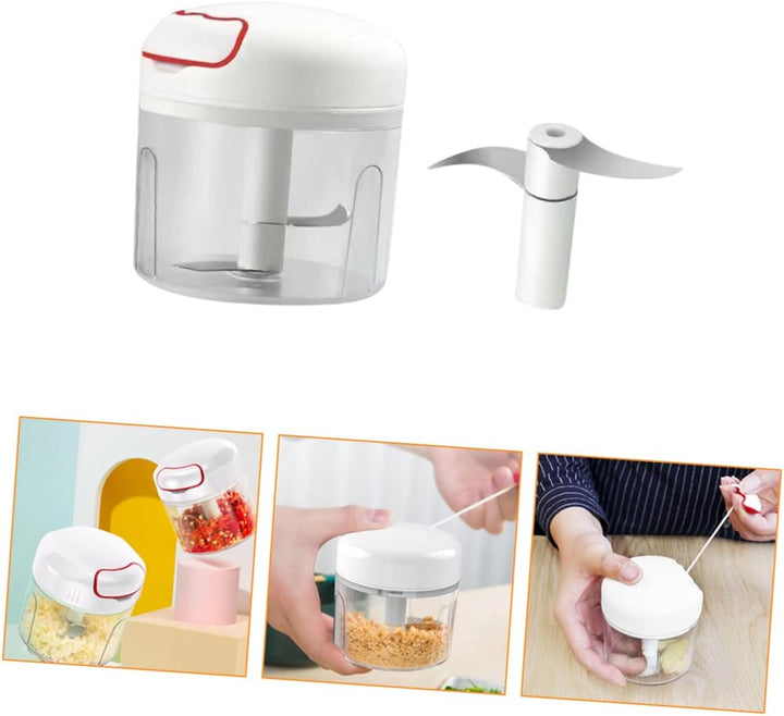 TOPBATHY Manueller Gemüsezerkleinerer mit 300ml Fassungsvermögen aus Pp und Edelstahl Tragbarer Knob