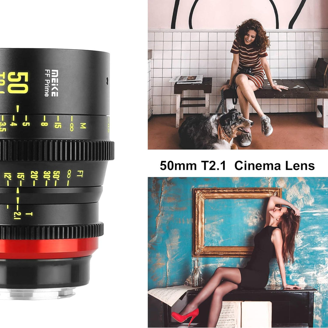 Meike 50 mm T2.1 Vollrahmen manueller Fokus Weitwinkelobjektiv für Canon EF Mount und Cine Camcorder