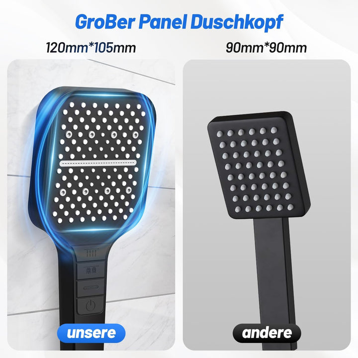 VEHHE Duschkopf, 7 Strahlarten Duschkopf Regendusche mit Stopptaste, Duschkopf Wassersparend, Einhan