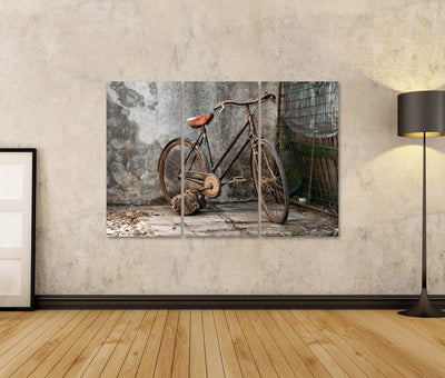 islandburner Bild auf Leinwand Altes Rostiges Fahrrad Hollandrad Wandbild Poster Kunstdruck Bilder F