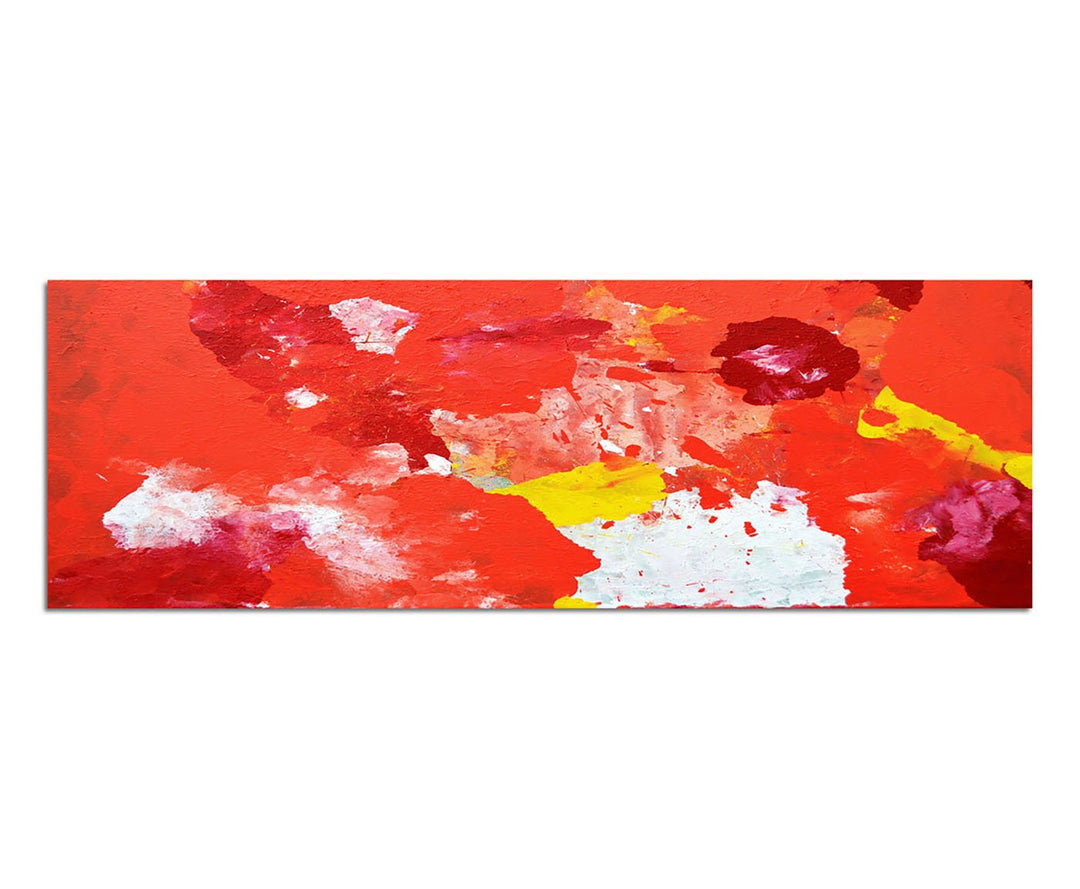 Paul Sinus Art Panoramabild auf Leinwand und Keilrahmen 150x50cm Malerei Kunst abstrakt orange gelb