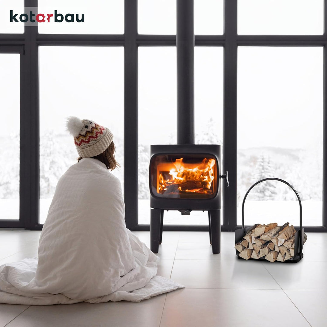 KOTARBAU® Holzkorb für Kaminholz - 41 x 52 cm - Kaminholzregal für innen &amp; aussen - Holz Tragekorb -