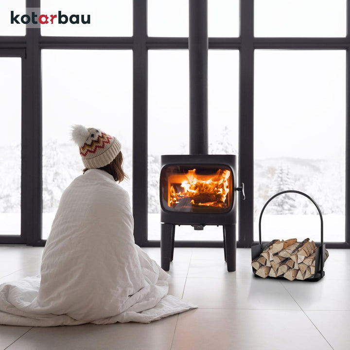 KOTARBAU® Holzkorb für Kaminholz - 41 x 52 cm - Kaminholzregal für innen &amp; aussen - Holz Tragekorb -