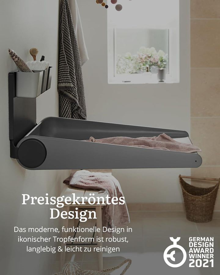Leander Wally™-Wandwickeltisch Dusty Grey - Klappbare Wickelkommode für Wandmontage - Wickeltisch Or