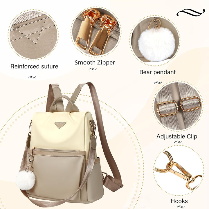 Leathario Rucksakck Damen klein,Diebstahlsicher Cityrucksack,PX4 Wasserdichtere Rucksackhandtasche,E
