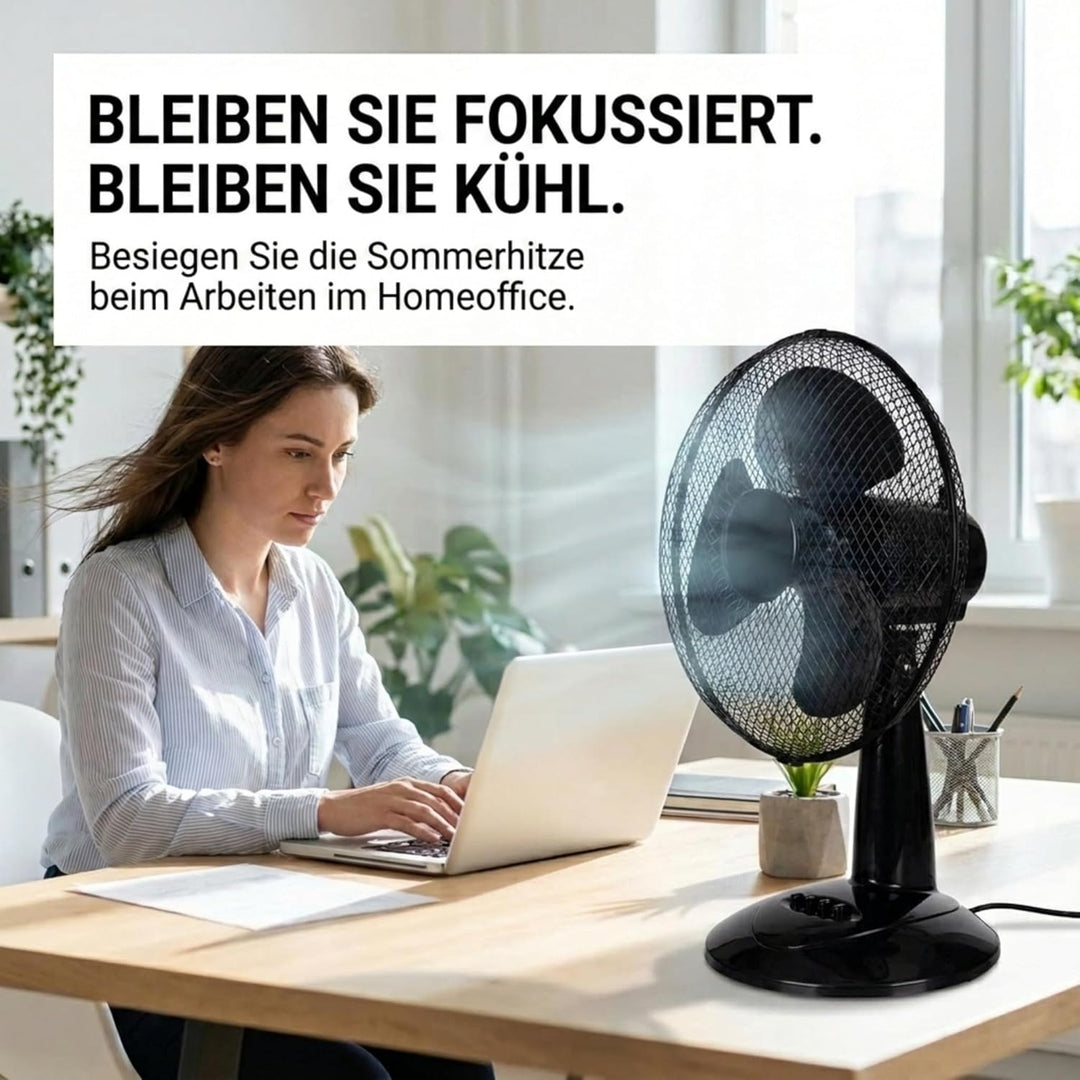 LEX XXL Tischventilator Premium Ventilator Windmaschine Ø30 cm, 3 Geschwindigkeiten, Leistung: 45 Wa