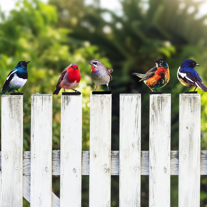 5 Stück Gartendeko Bemalte Vogel Vögel Gartenstecker Deko Gartendeko Für Draussen Metall Vogel Baums