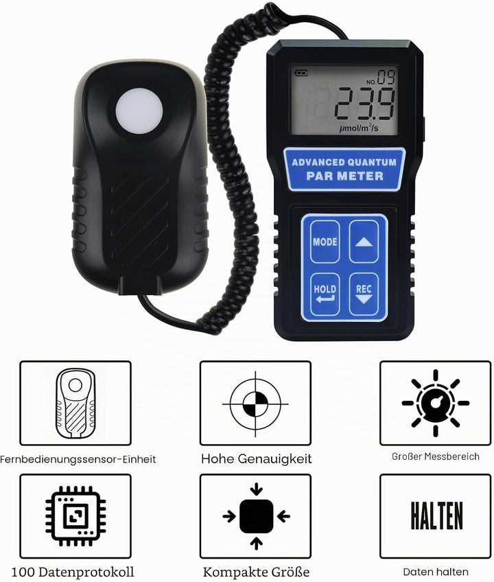 Handheld Digital Light Meter PAR Meter Photo Synthetic Active Radiation PPFD Tester for Plant Lighti