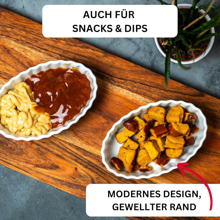Westmark 8 Servierschälchen für Crème Brulée – Ovale Porzellanschälchen zum Servieren von Desserts,