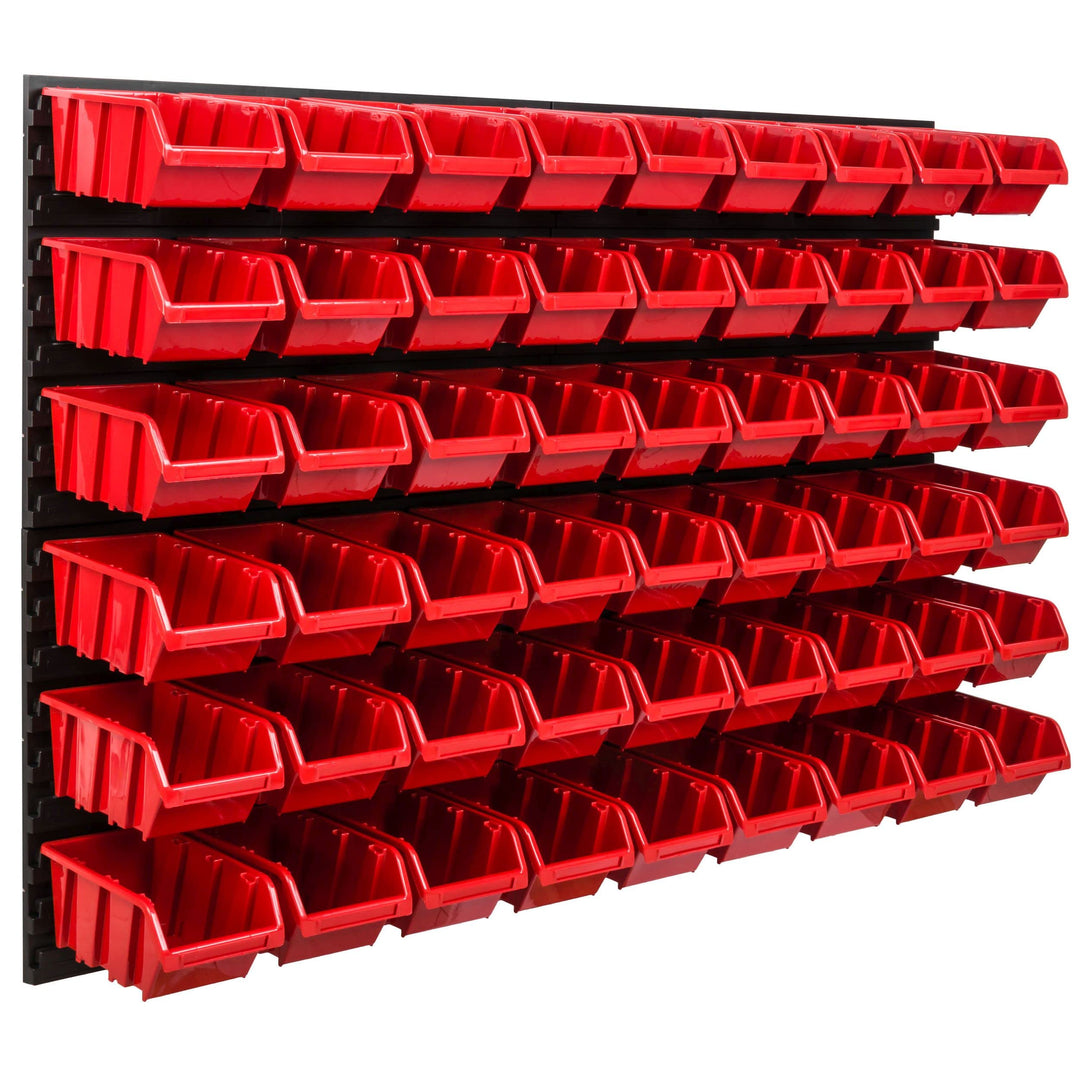 Lagersystem Werkstattregal | 115 x 78 cm | 54 stck. Box | Wandregal mit Stapelboxen - Wandplatten Ex