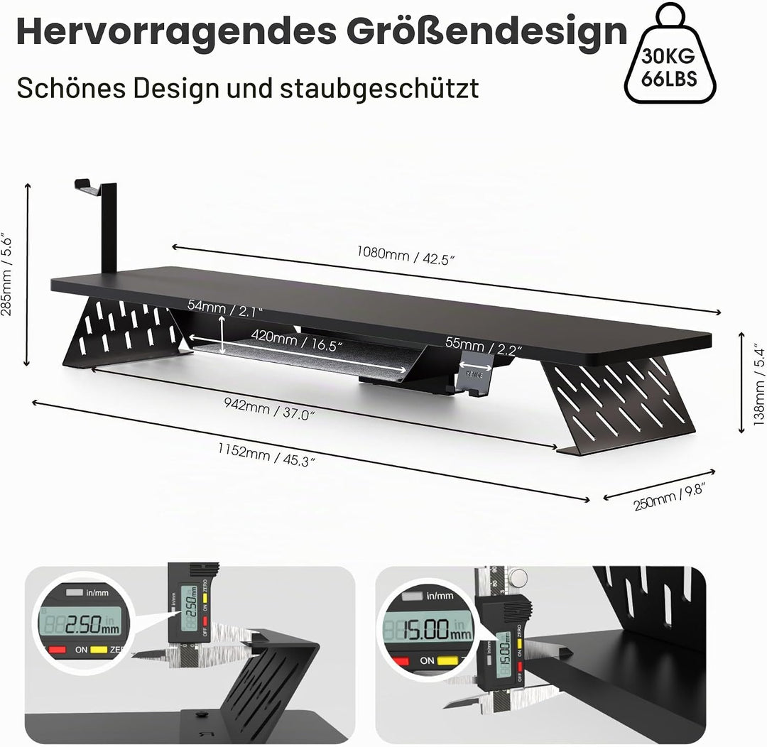 Fenge Dual Monitorständer mit Telefon Halter/Headset Halterung, 2 Etagen Gross Bildschirmständer für