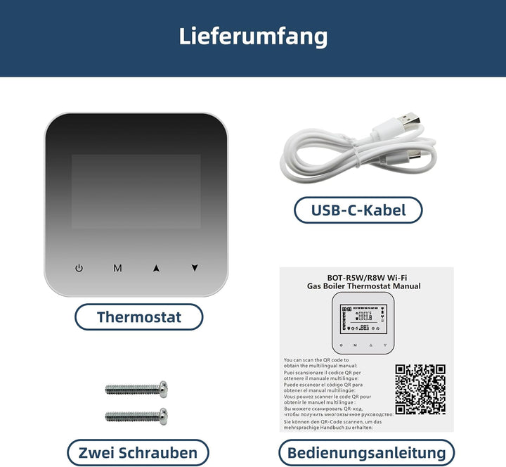 Beok WiFi Thermostat Für Gaskessel, Tuya Smart Raumthermostat Thermostate Heizung Digital LCD-Anzeig