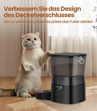 Futterautomat für Katzen, ROJECO Katzenfutter Automat Duale Stromversorgung, Katzen Futterautomaten,