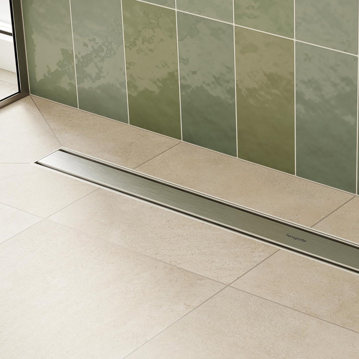 hansgrohe 56174800 RainDrain Compact Duschrinne 600 für Standardinstallation Edelstahl gebürstet Kom
