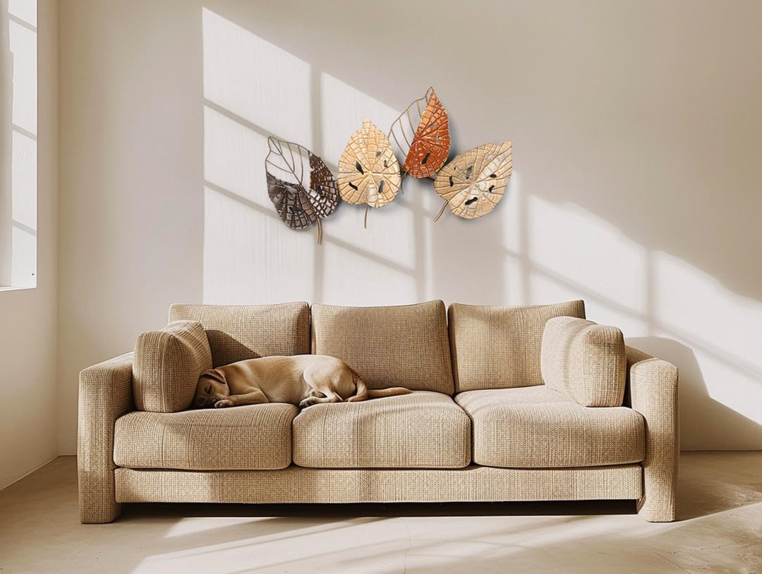 Kobolo Wanddeko Metallbild 3D - Autumn - aus Metall in Braun- und Goldtönen